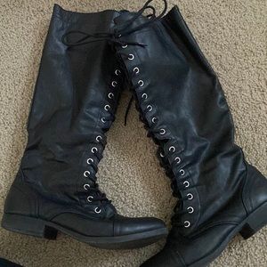 Charlotte Russe Tall Lace Up Black Boots
